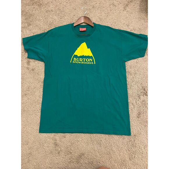 Burton Snowboards Yellow Mountain Graphic Tee | Dark Green Teal XL Short Sleeve - Picture 1 of 5